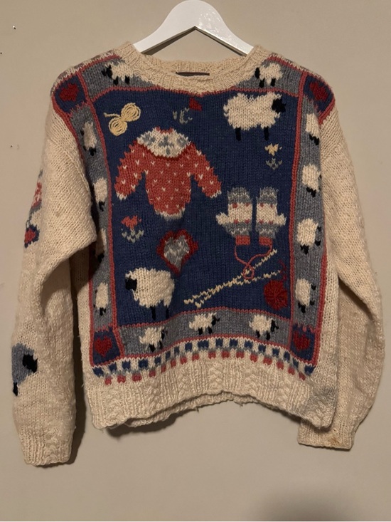 Woolrich Sweaters - Vintage 90’s Woolrich Cream Knit Sweater with Cottage-core Sheep Motif- Size M
